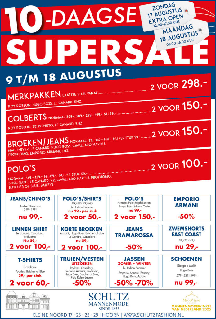 Schutz 2532 197669 Kermis 10-daagse bij Schutz Mannenmode